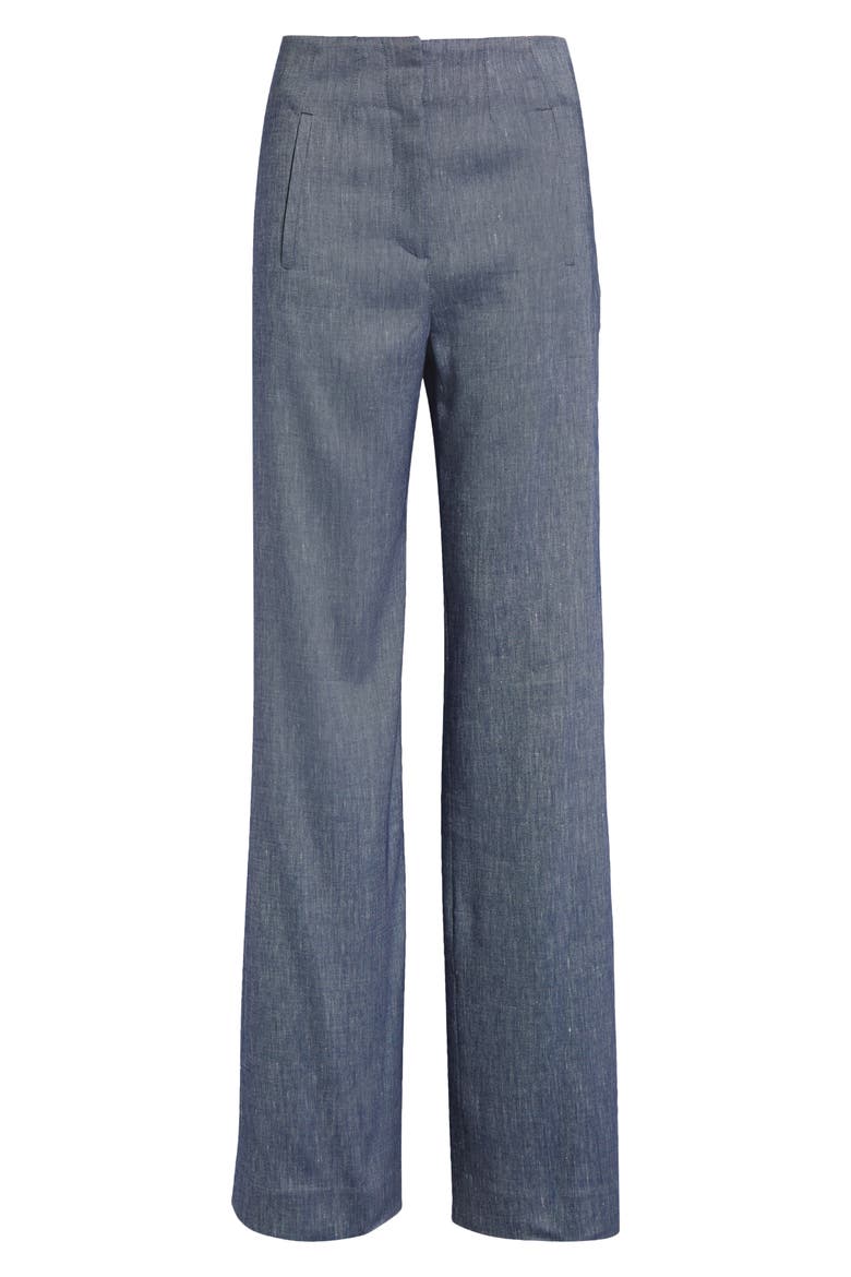 Jude Wide Leg Linen Blend Pants, Alternate, color, BLUE MELANGE