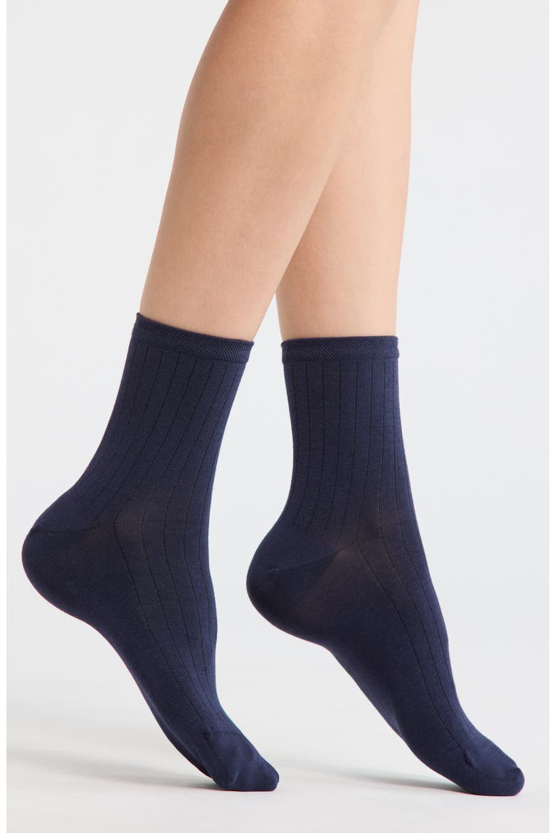 Wide Rib Ankle Socks, Main, color, NAVY PEACOAT