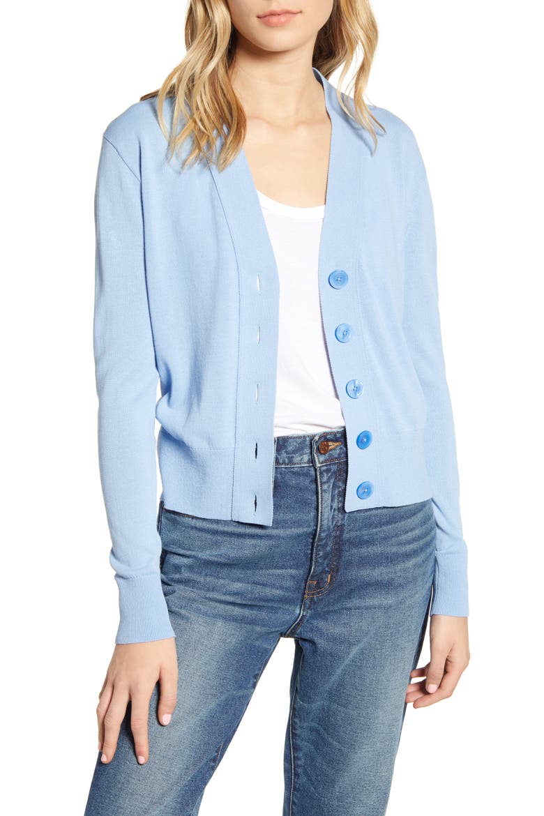 Lightweight Crop Cardigan, Main, color, FROSTY SKY