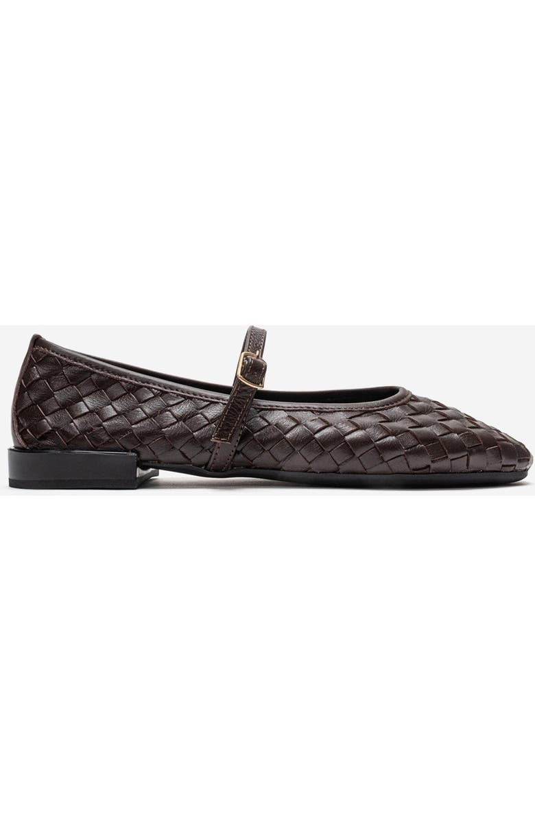 Forever & Always Shoes Yevora Leather Woven Strap Ballet Flat, Alternate, color, Brown