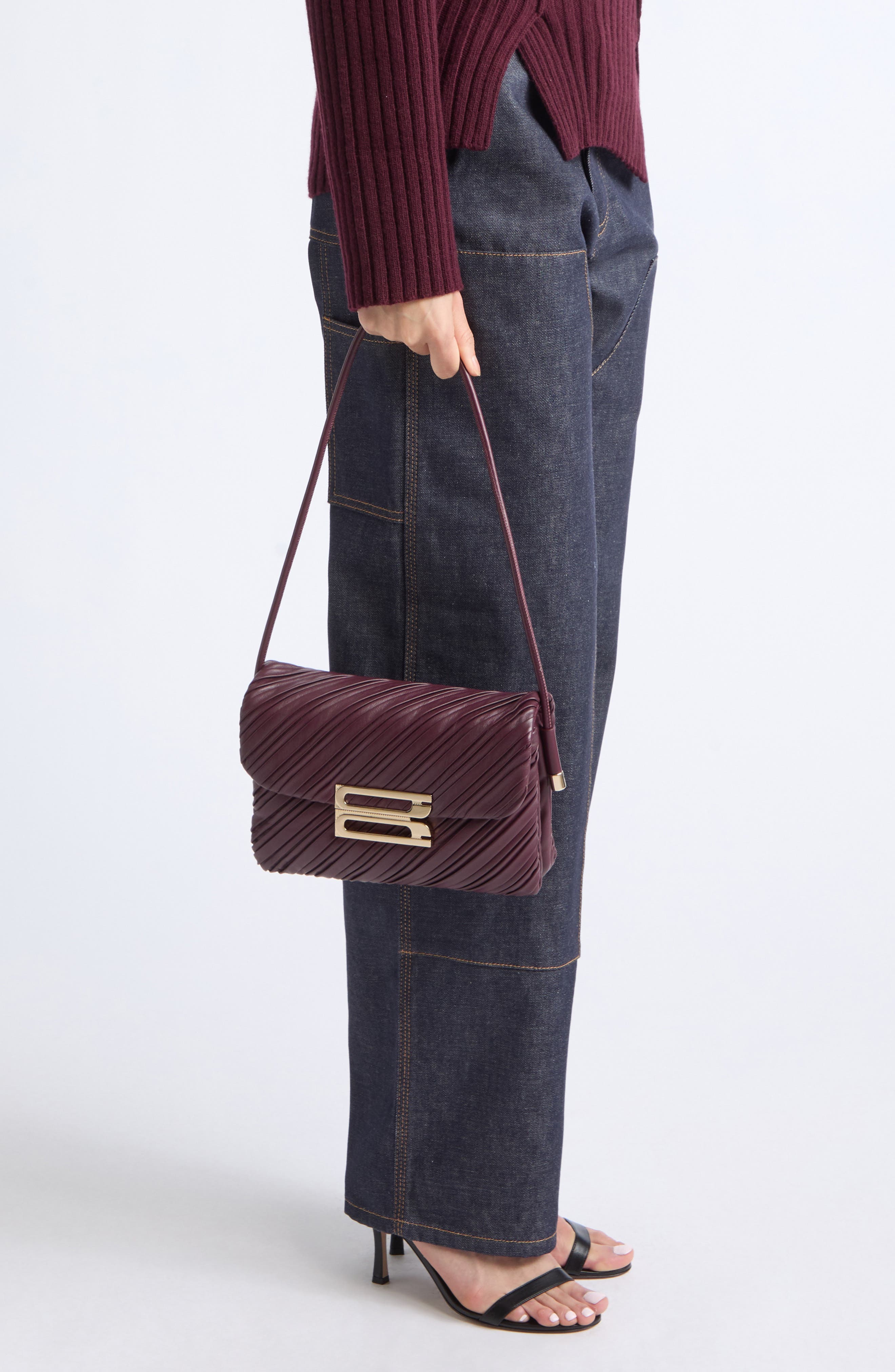 Dorian Leather Clutch, Alternate, color, BURGUNDY