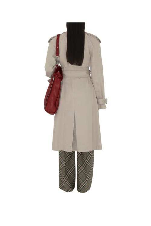 Burberry Long Cotton Trench Coat In Heron