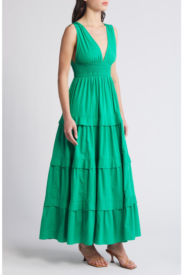 V-Neck Tiered Maxi Dress, Alternate, color, GREEN BRIGHT