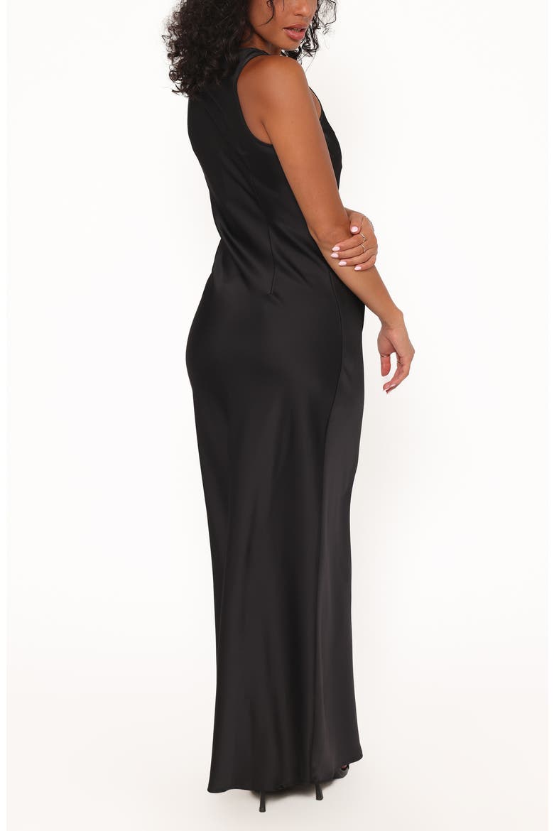 Evelune Sleeveless Satin Maxi Dress, Alternate, color, BLACK