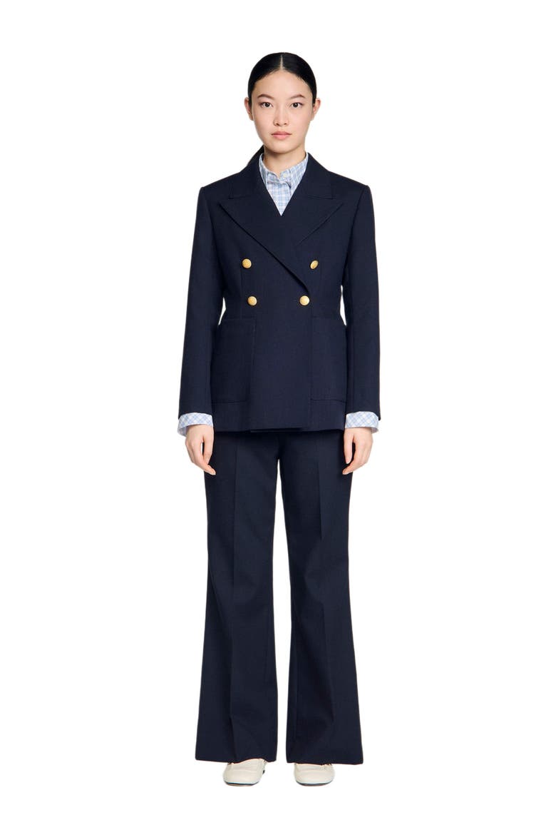 Slim-fit wool suit jacket, Alternate, color, Navy blue