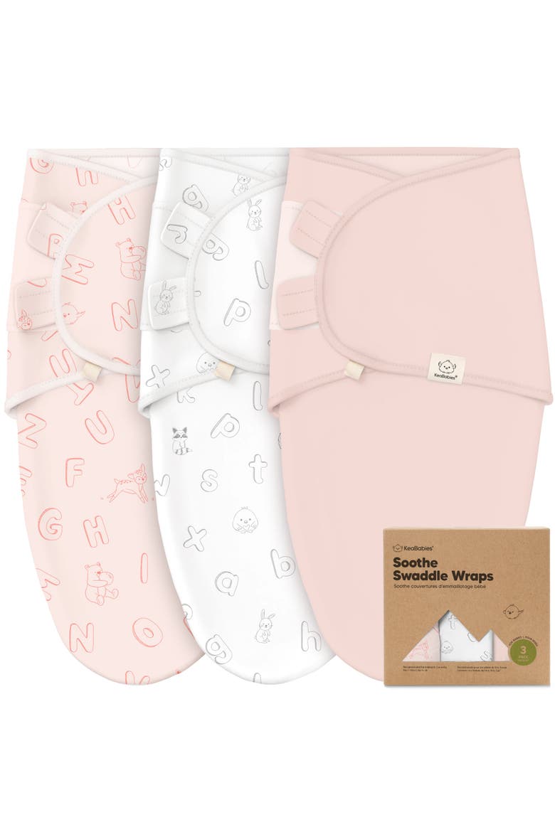 3-Pack Soothe Swaddle Wraps, Main, color, ABC Land Rose