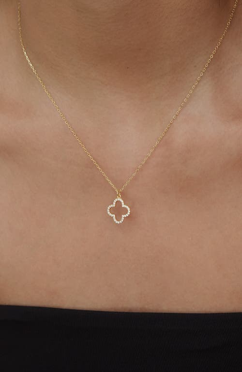 Argento Vivo Sterling Silver Pavé Cubic Zirconia Clover Pendant Necklace In Gold