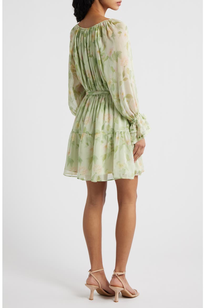 Paloma Floral Print Long Sleeve Minidress, Alternate, color, SAGE PINK YELLOW