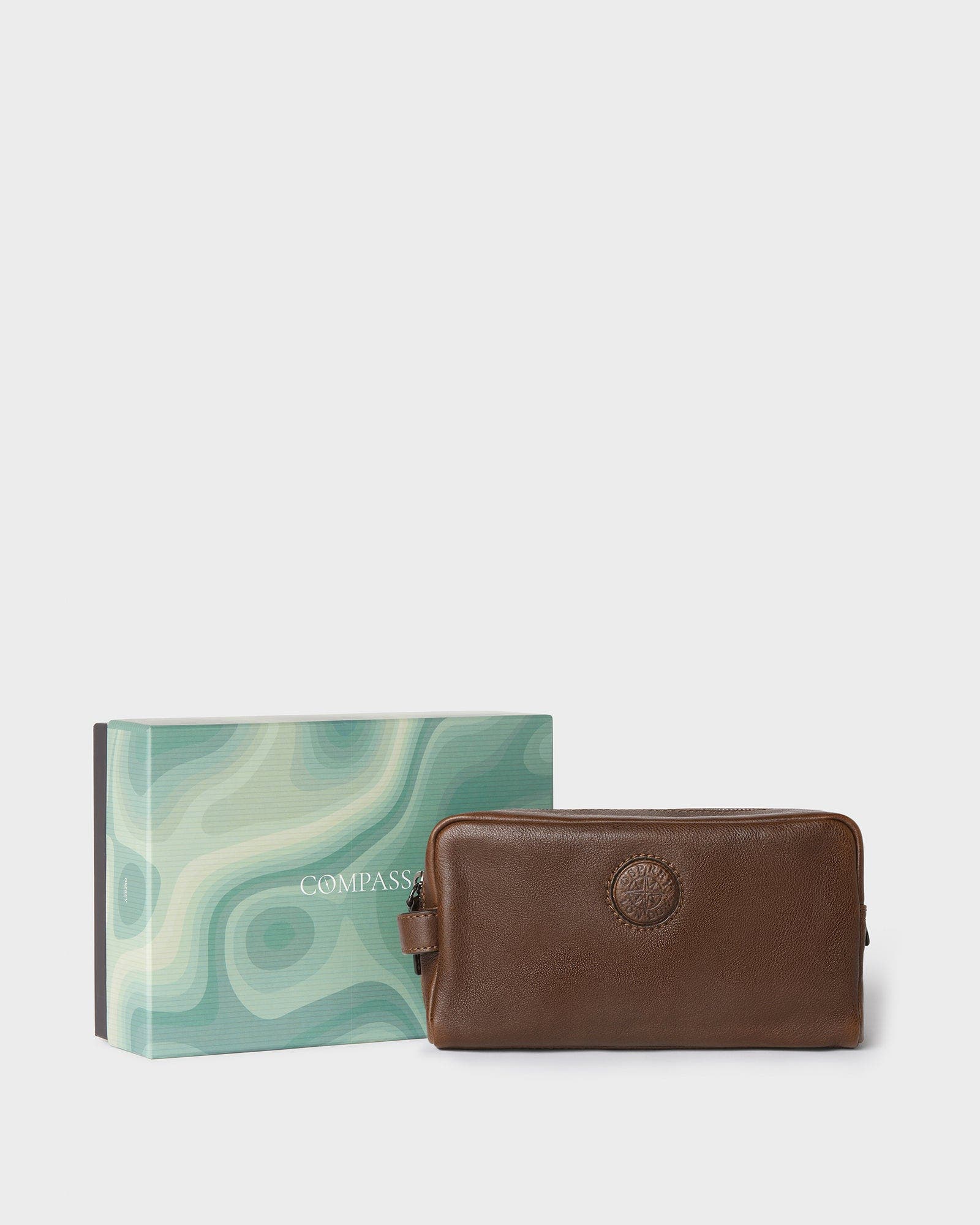 Osprey London The Compass Leather Washbag, Main, color, Tan