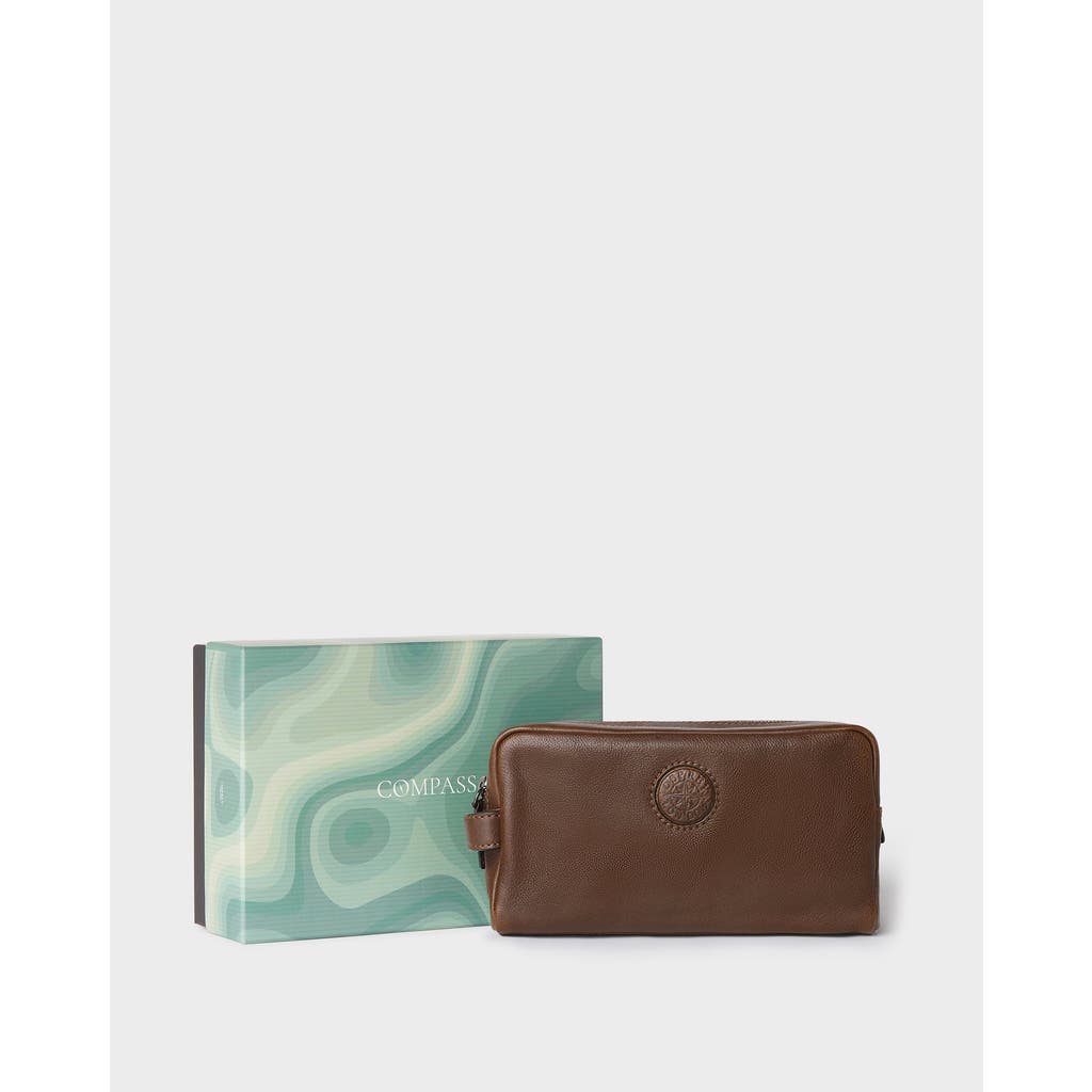 Osprey London The Compass Leather Washbag In Brown