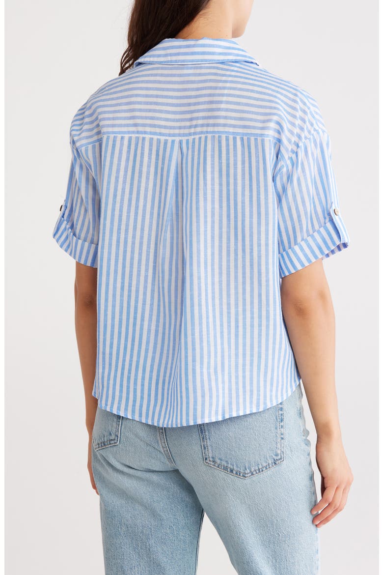 Stripe Camp Shirt, Alternate, color, WHITE/ BLUE STRIPE