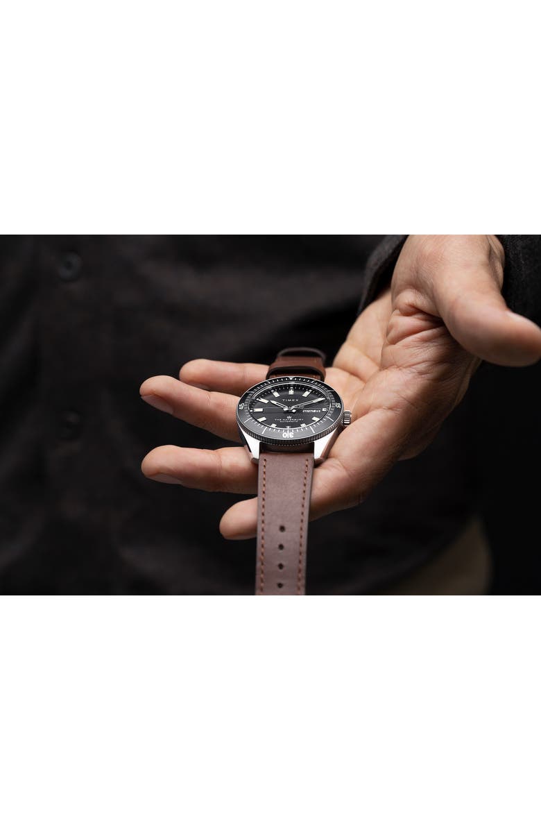 Timex<sup>®</sup> Waterbury Automatic Leather Strap Watch, 40mm, Alternate, color, 
