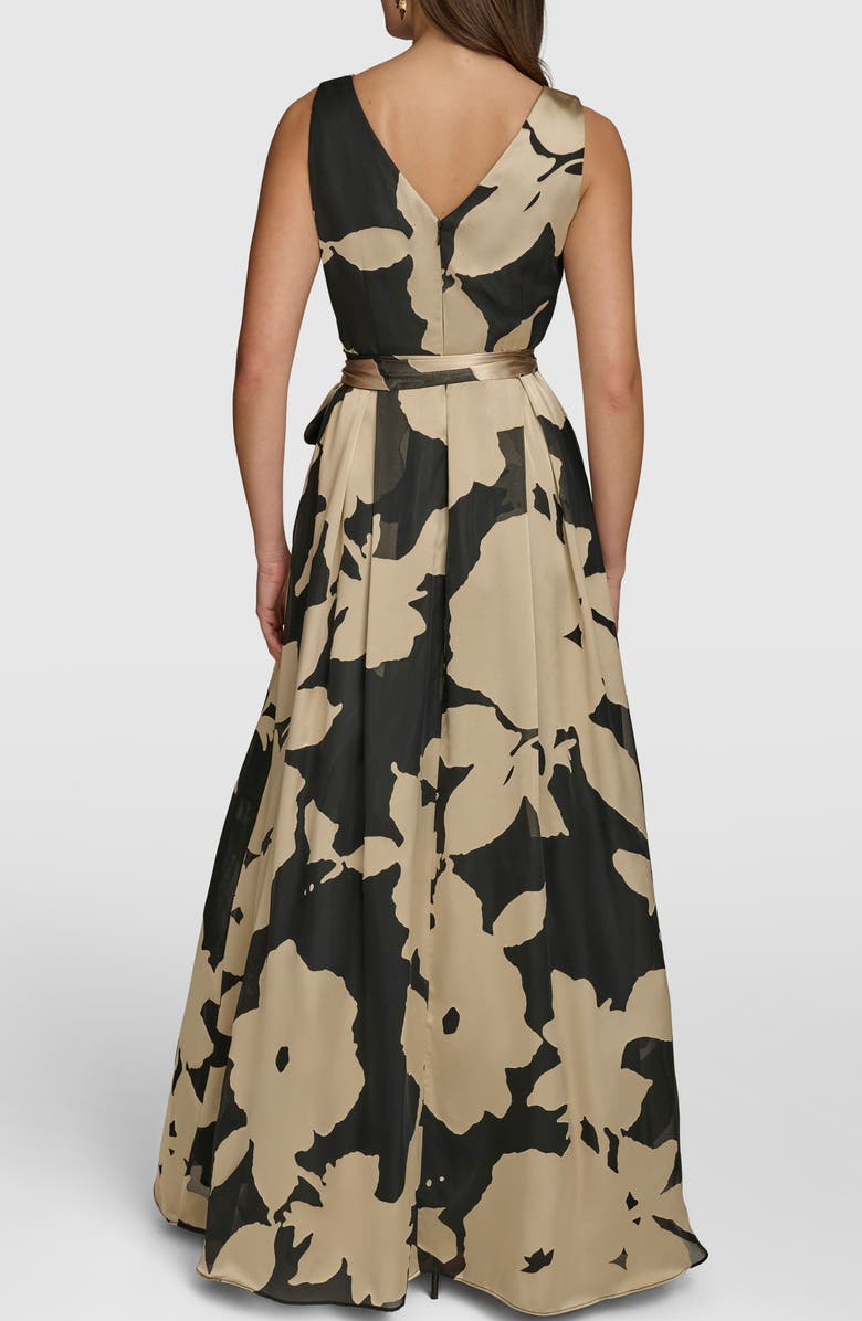 Donna Karan New York Faux Wrap Ballgown, Alternate, color, Black/ Tan