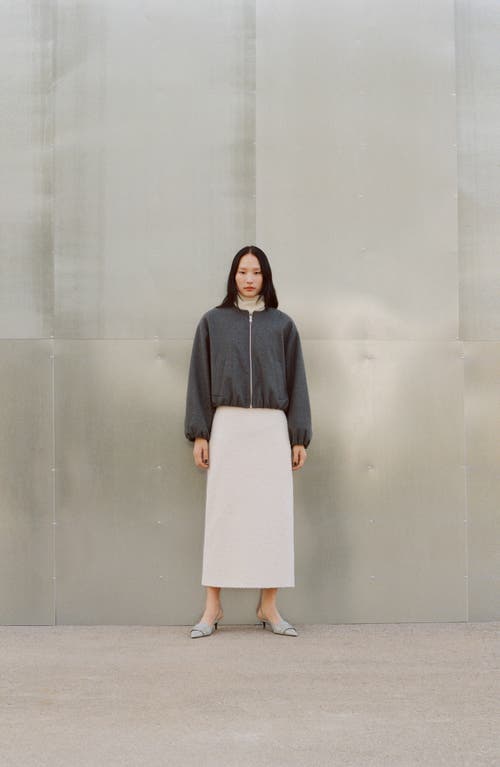 Mango Gathered Waist Bomber Jacket In Grey