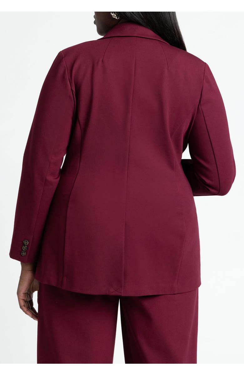ELOQUII The Ultimate Stretch Long Two Button Blazer, Alternate, color, Maroon Banner
