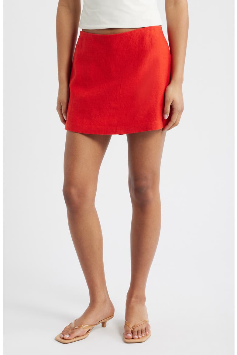 Linen Miniskort, Main, color, WILD POPPY