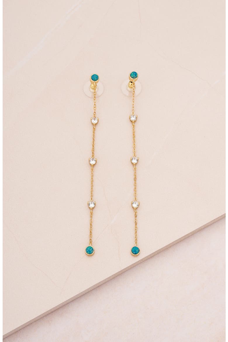 Green Opal Linear Drop Earrings, Alternate, color, GREEN