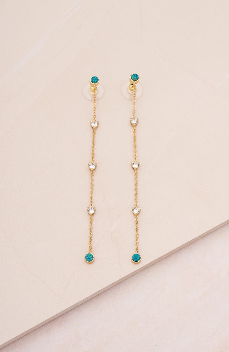 Ettika Green Opal Linear Drop Earrings, Alternate, color, Green