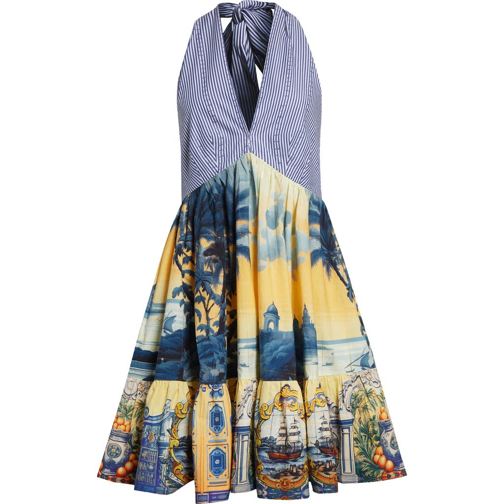 Camilla Ruffle Hem Halter Mini Dress Song Of Saint Anthony In Song Of Saint Anthony