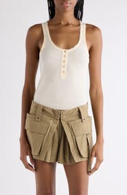 Isabel Marant Helma Raw Edge Silk Jersey Henley Tank