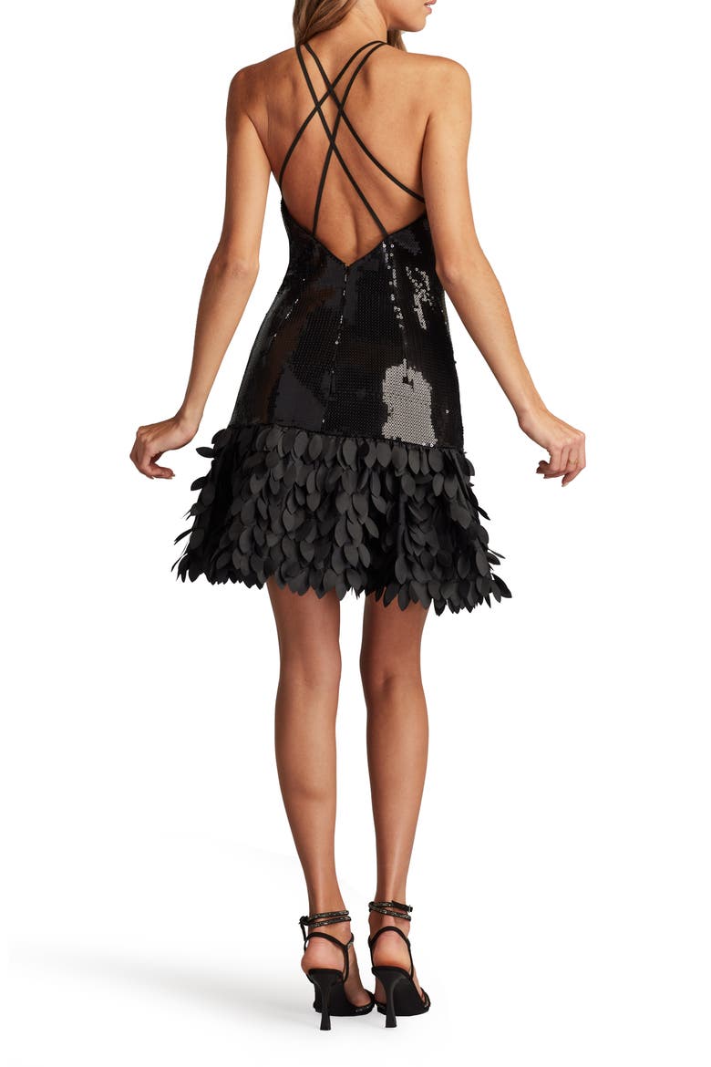 Sleeveless Sequin A-Line Dress, Alternate, color, BLACK