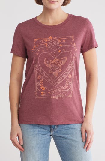 Lucky Brand Lucky In Love Graphic Print T-shirt In Tibetan Red