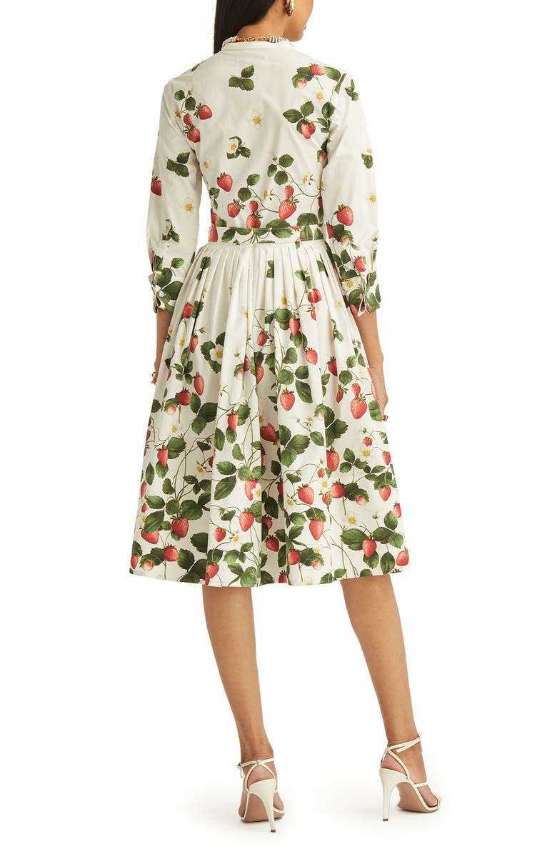 Oscar de la Renta Strawberry Field Belted Cotton Poplin Shirtdress, Alternate, color, 