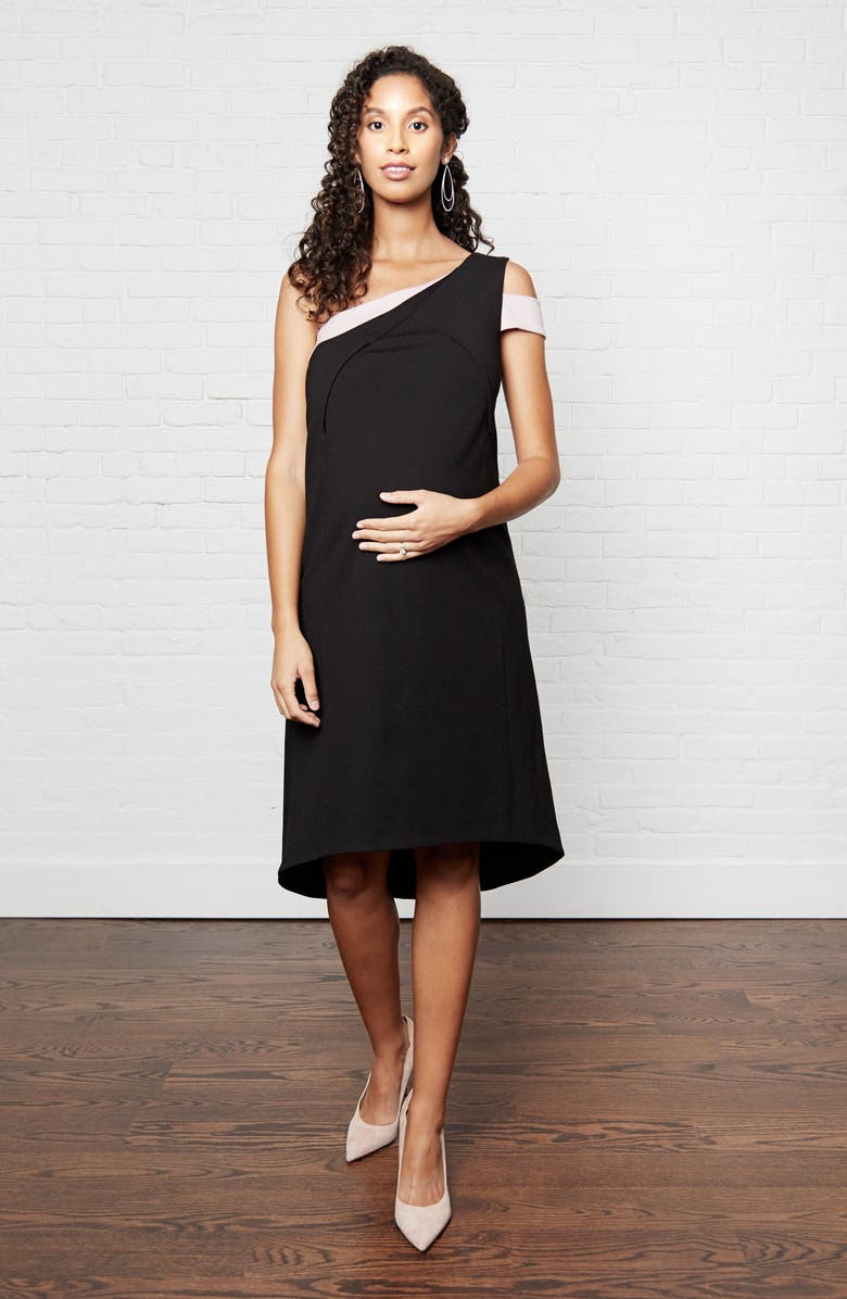 Emilia George Karolina One-Shoulder Maternity/Nursing Dress, Alternate, color, Black