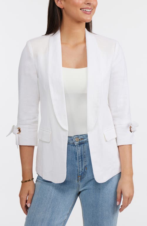 Ellen Tracy Linen Blend Blazer In White