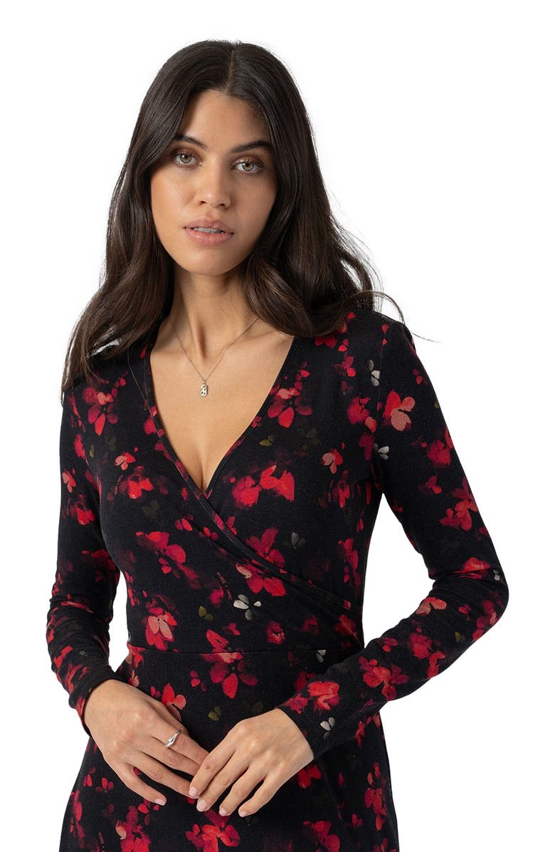 Saint + Sofia Maggie Wrap Midi Dress, Alternate, color, Pink