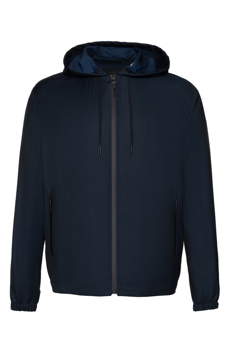 Cardinal of Canada Beckett Water Repellent Hooded Herringbone Wool Rain Coat, Main, color, Navy Herringbone