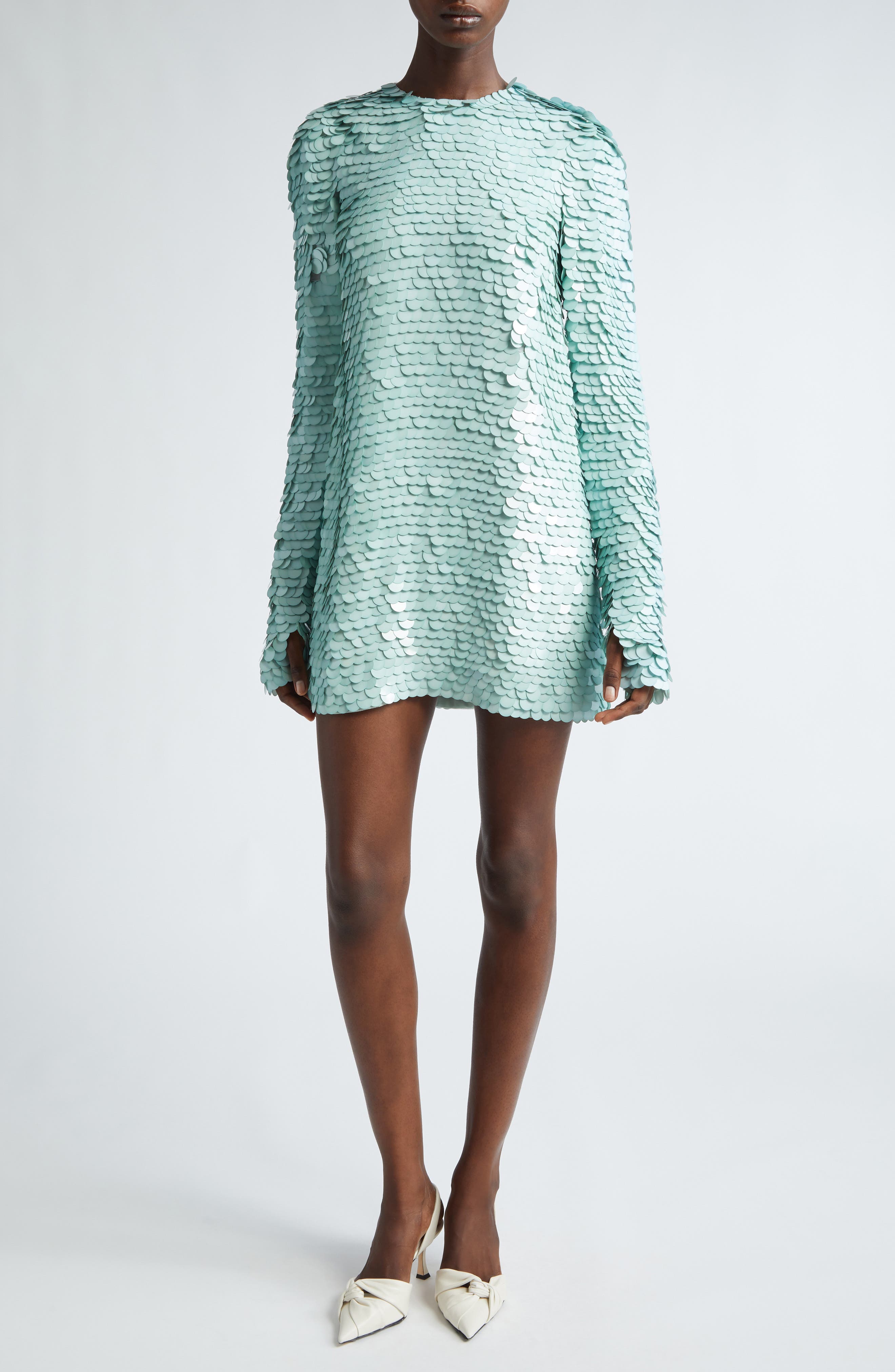 Zimmermann Eden Paillette Long Sleeve Dress In Green