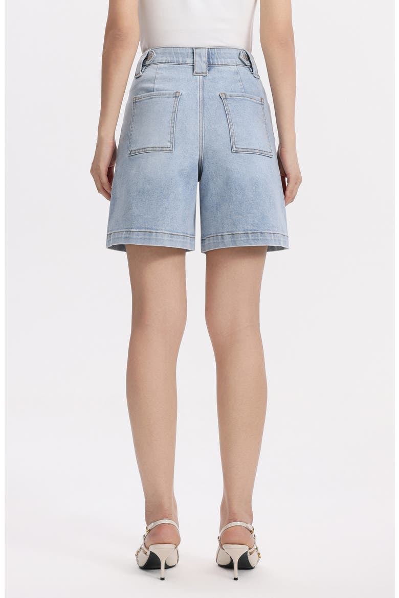 High Waist Mid Thigh Denim Shorts, Alternate, color, LIGHT BLUE