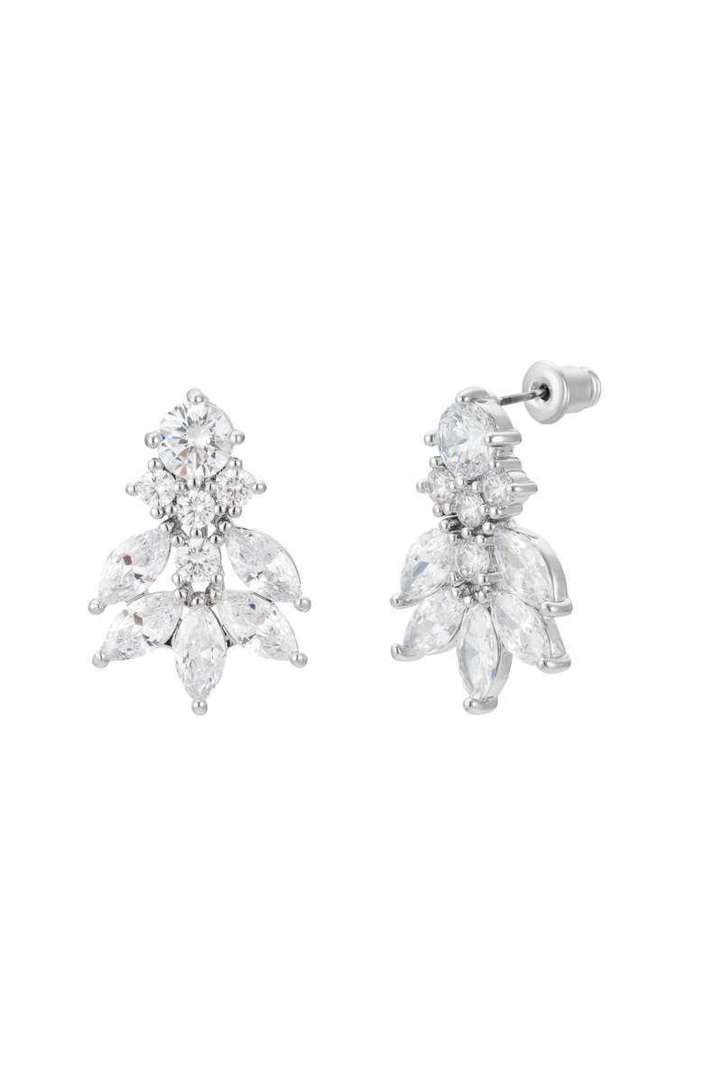 Untamed Petals Carla Crystal Stud Earrings, Main, color, Silver