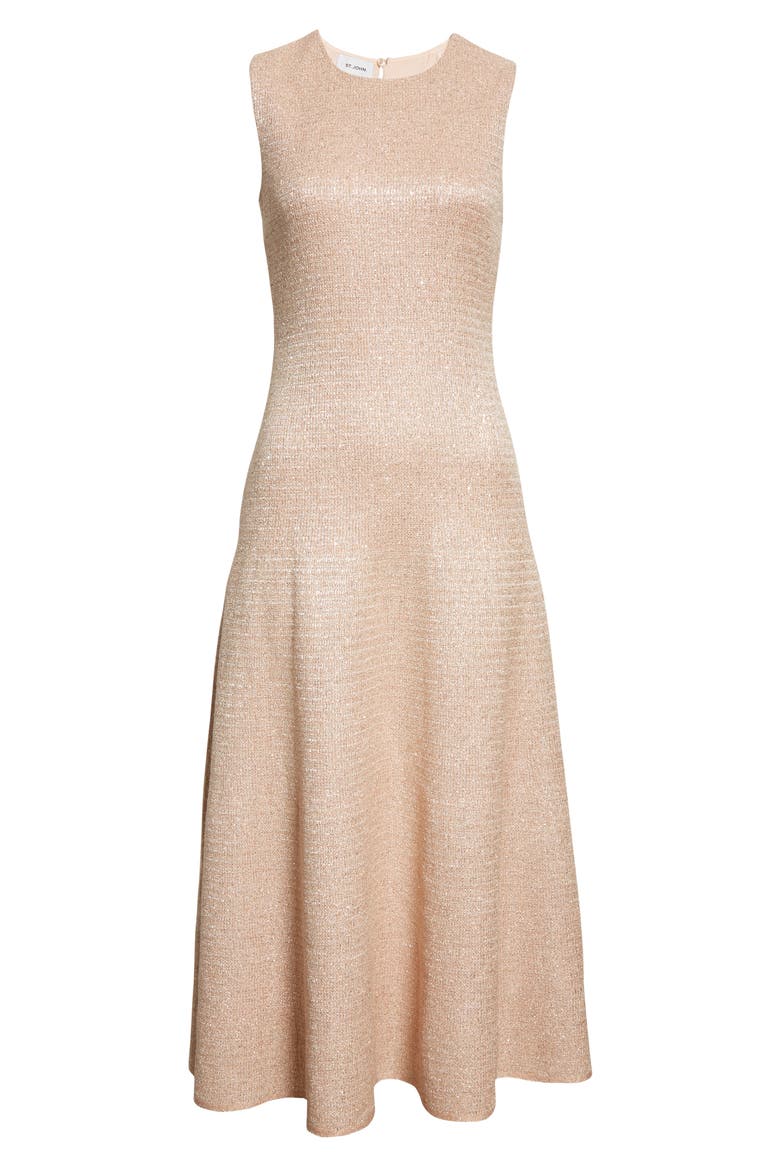 Metallic Knit Sleeveless Midi Dress, Alternate, color, CORAL MULTI