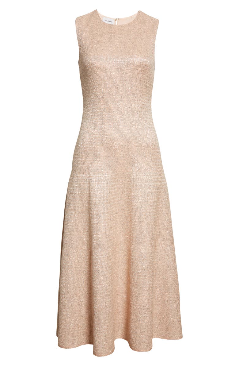 St. John Evening Metallic Knit Sleeveless Midi Dress, Alternate, color, 