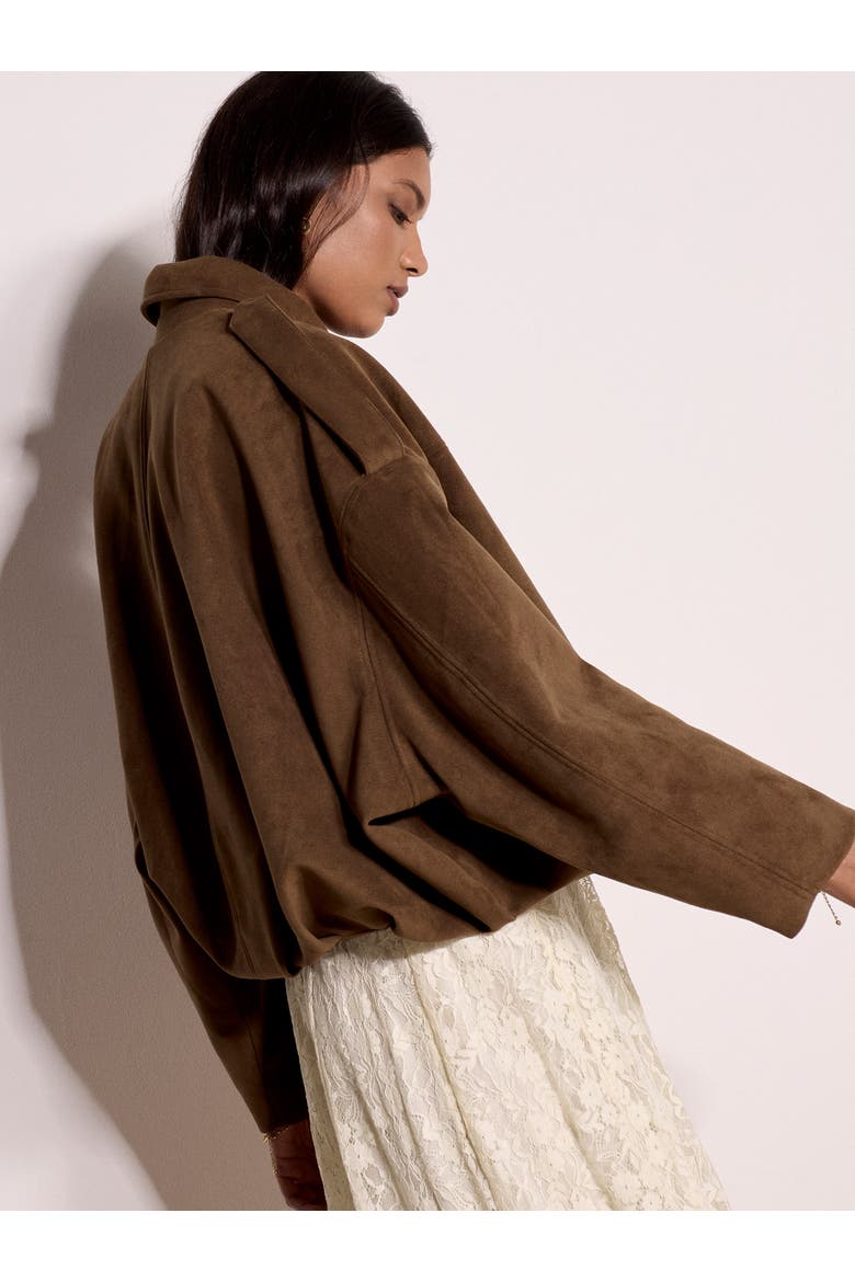 Suedette Bubble Hem Jacket, Alternate, color, Brown