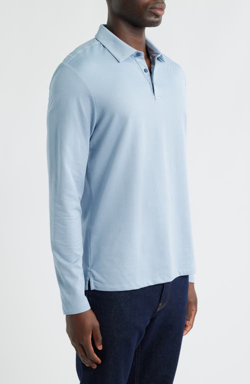 Robert Barakett Luciano Long Sleeve Twill Polo In Blue