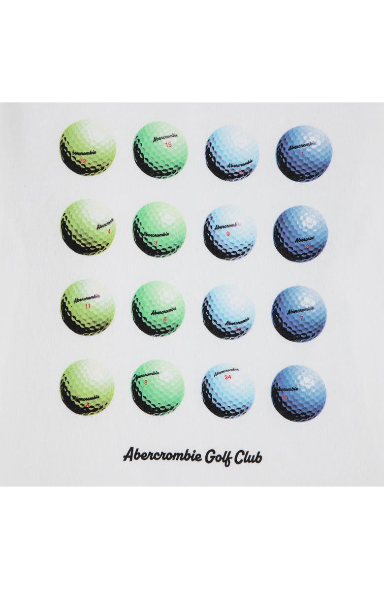 abercrombie kids Kids' Golf Balls Cotton Blend Graphic T-Shirt, Alternate, color, Bright White