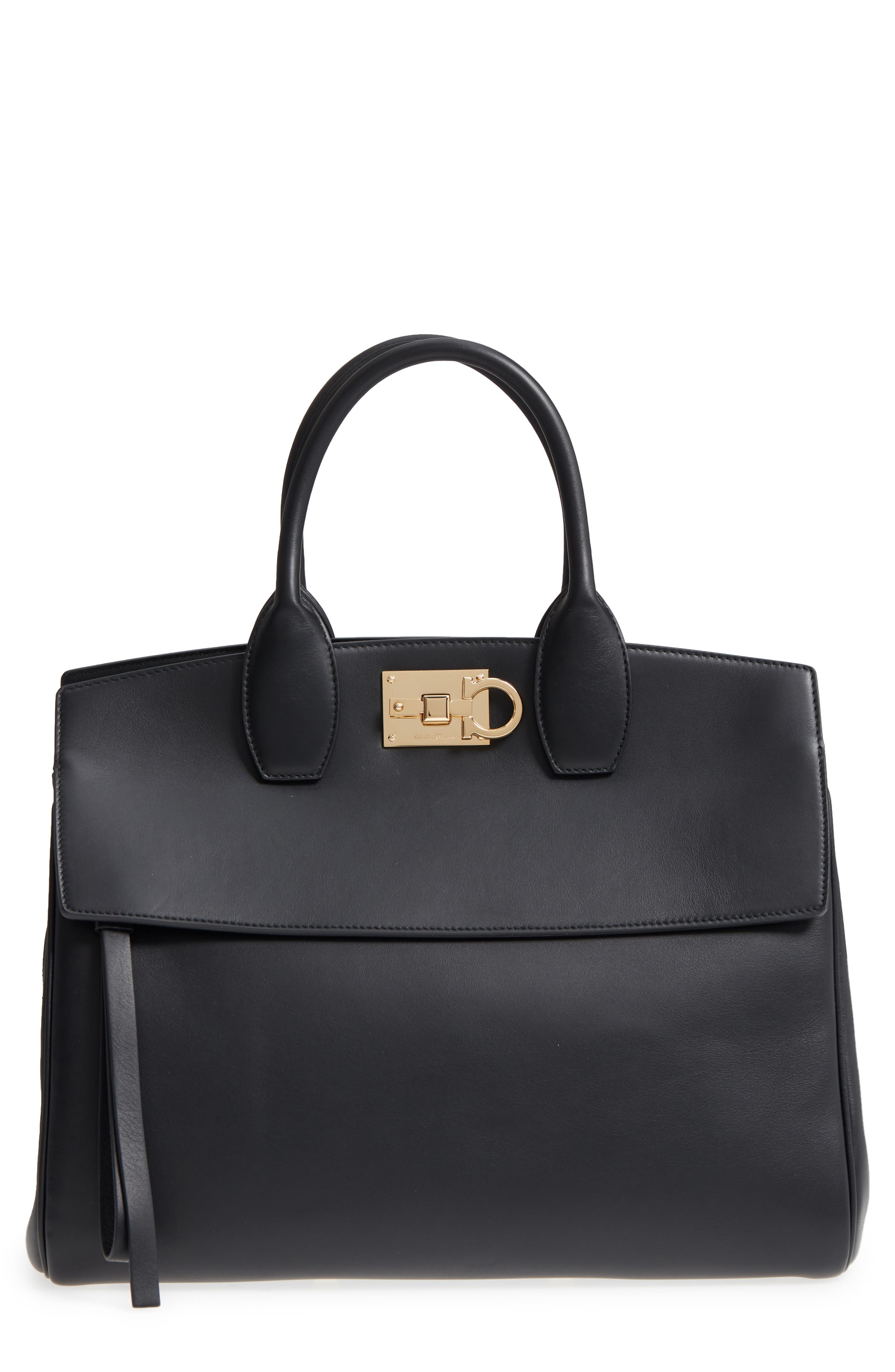 FERRAGAMO Salvatore Ferragamo Studio Calfskin Leather Top Handle Tote, Main, color, 