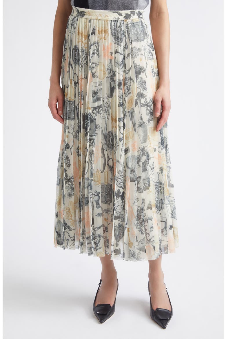 Knife Sunburst Pleated Midi Skirt, Main, color, EGG MULTI