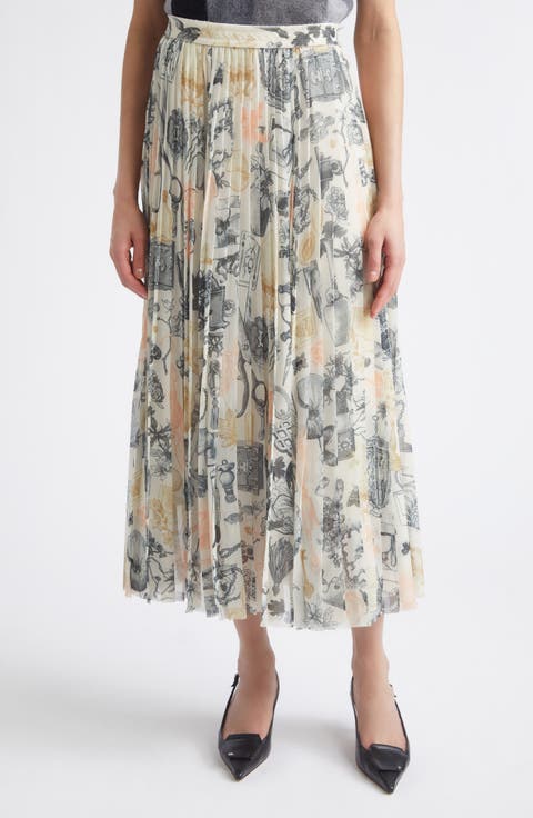 Knife Sunburst Pleated Midi Skirt