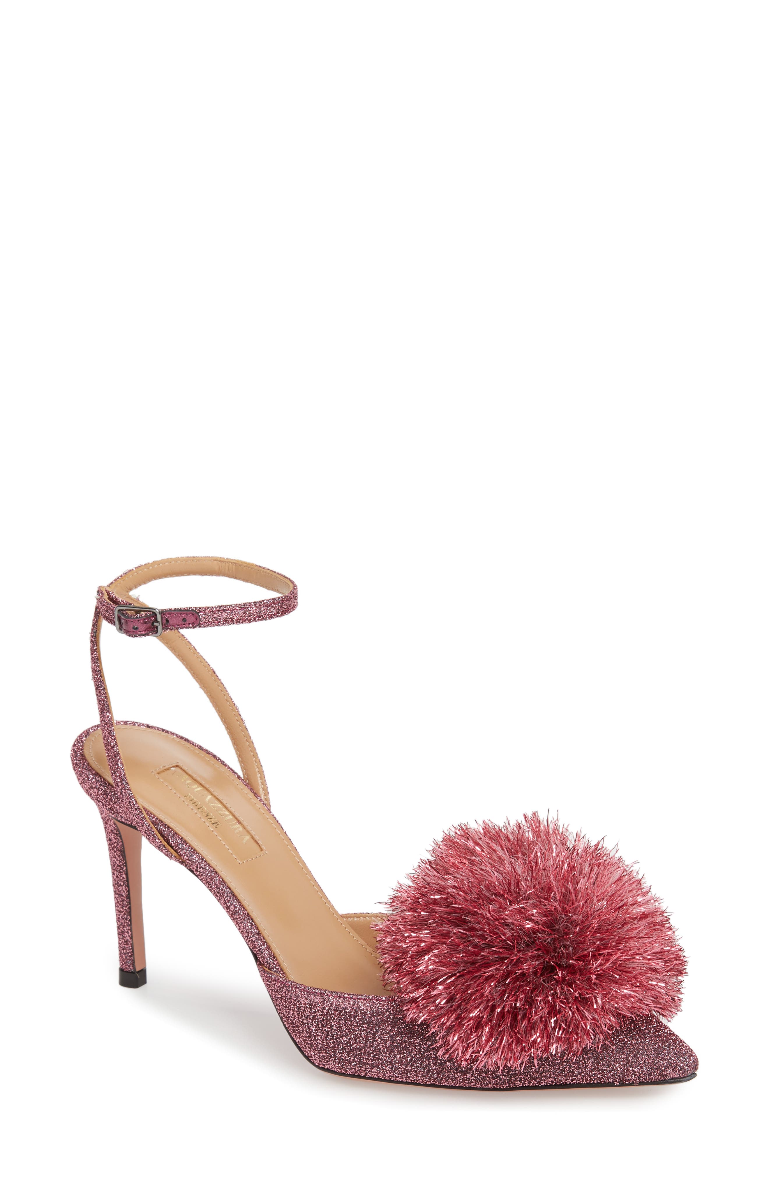 Aquazzura Powder Puff Ankle Strap Pump, Main, color, 