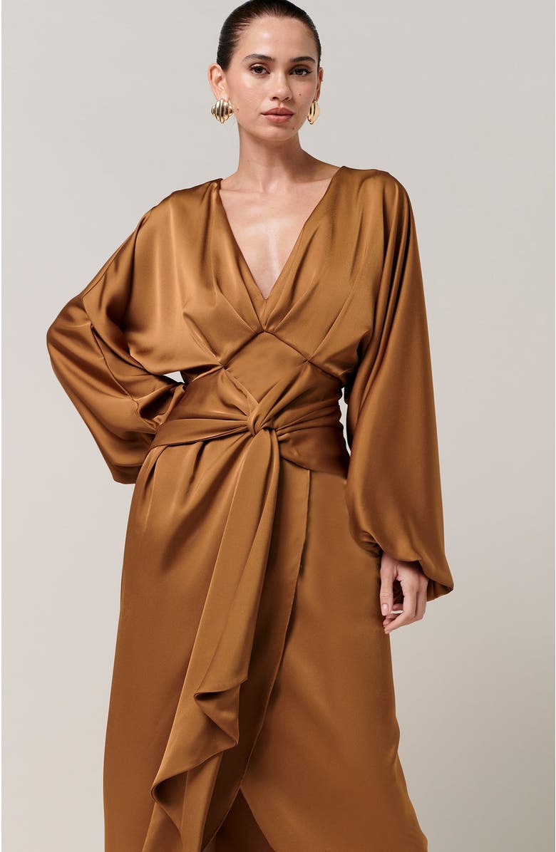 SAVEL Irena Midi Dress, Alternate, color, Bronze