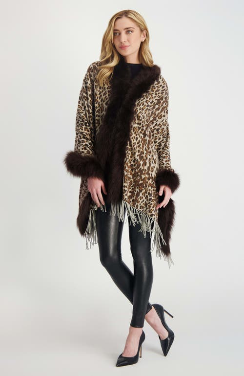 Gorski Cashmere Stole With Shearling Lamb In Animal Print