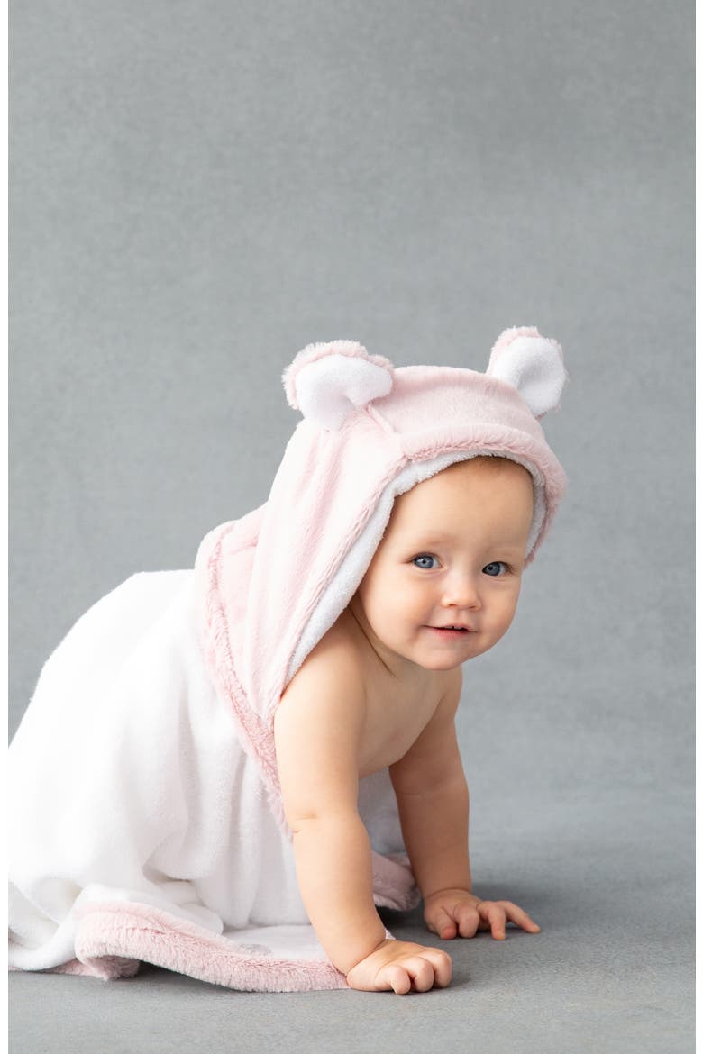 Luxe Faux Fur Hooded Towel, Alternate, color, PINK