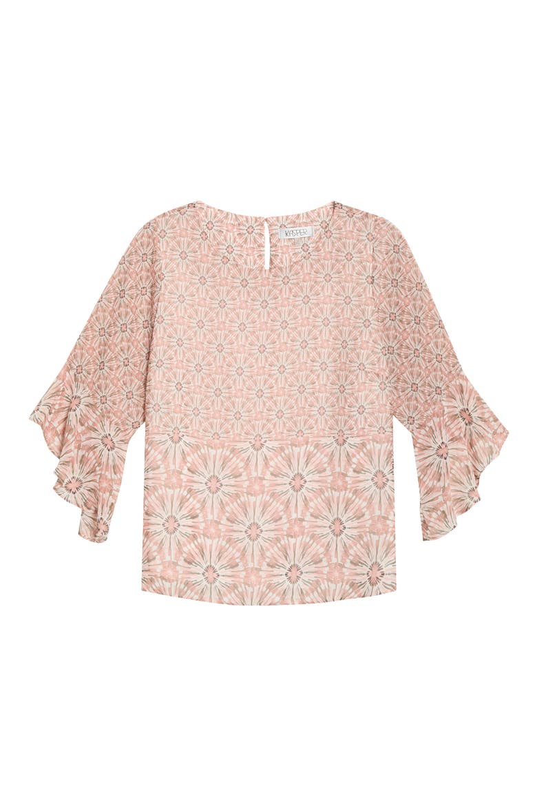 Print Ruffle Sleeve Top, Main, color, TEAROSE MULTI