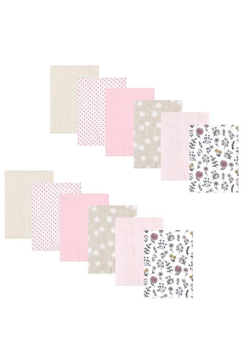 Absorbent Cotton-Poly Flannel Burp Cloths 12-Count, Main, color, Dandelion Wish