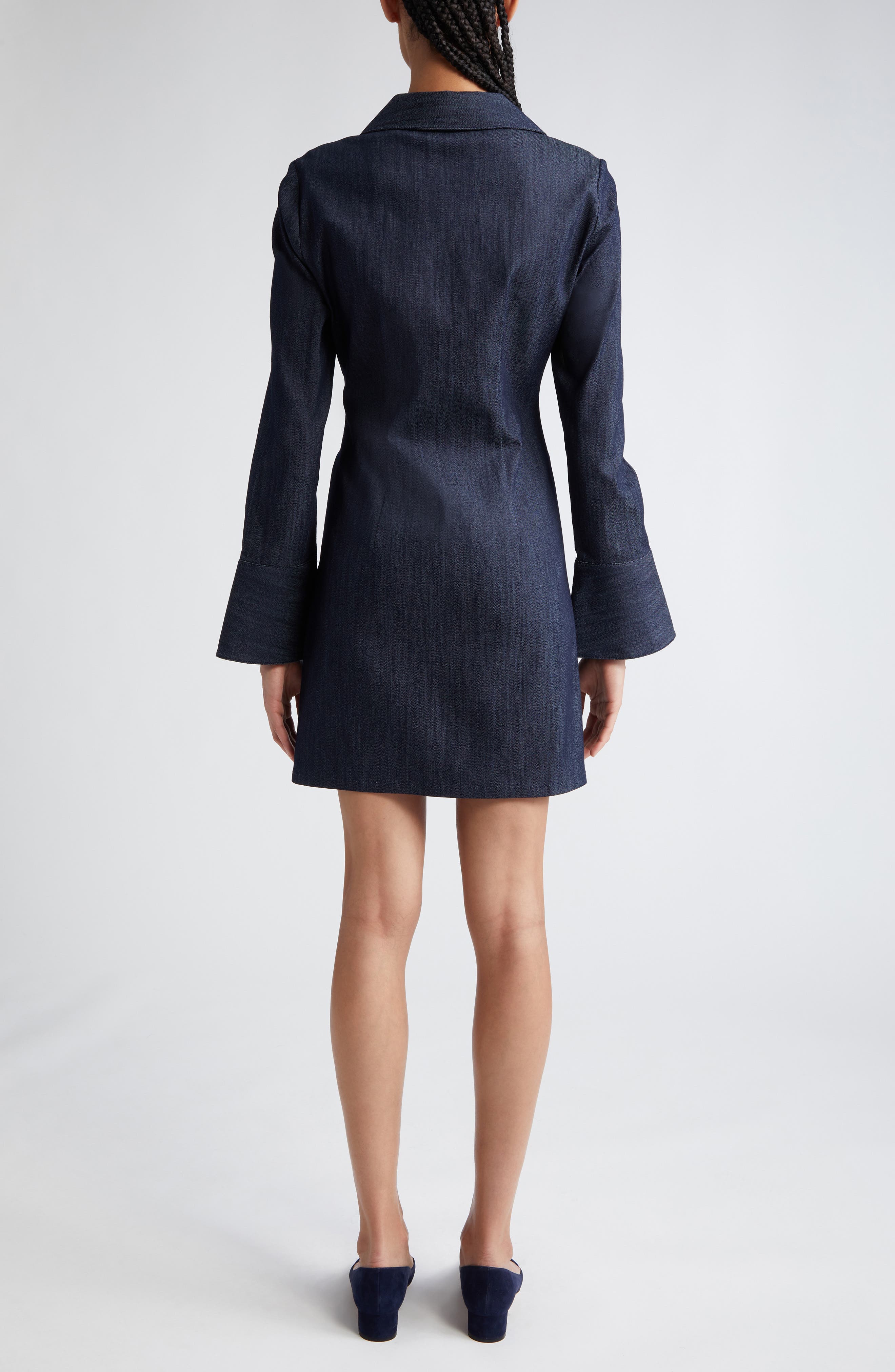 McKenna Twist Front Long Sleeve Denim Minidress - image 2