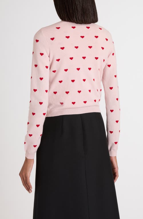 Valentino Jacquard Hearts Wool-cashmere Cardigan In Pink